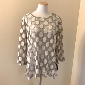 YUSHI taupe polka dot tunic